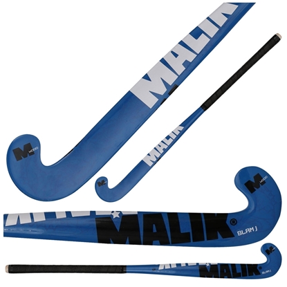 Picture of Field Hockey Stick Slam J Blue, Black, and Silver Outdoor Wood Multi Curve - Quality: Pluto J, Head Shape: J Turn