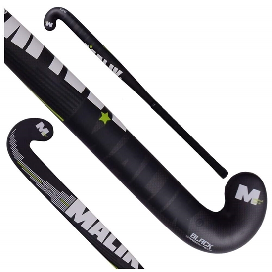 Picture of Field Hockey Stick Slam J Black, Indoor Wood Multi Curve - Quality: PLUTO J, Head Shape: J Turn