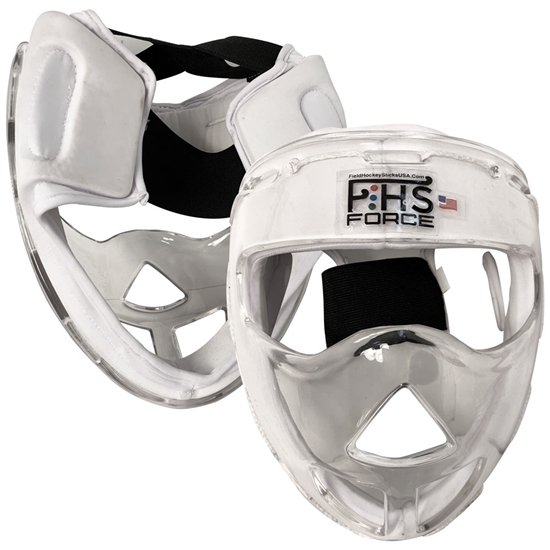 Picture of Field Hockey Face Mask Clear Transparent Short Corner Protection White FORCE Senior & Junior Sizes